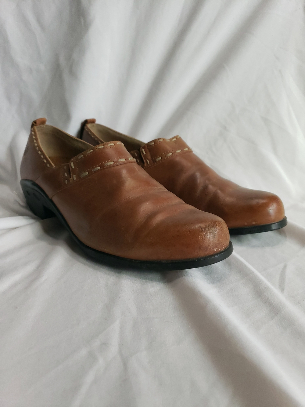 Ariat Brown Leather Slip-On Ankle Booties